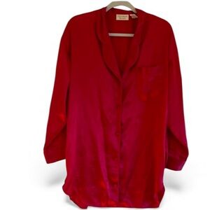 Victorias Secret Gold Label Satin Red Sleep shirt Sz Medium